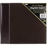Pioneer 12 Inch by 12 Inch 3-Ring Faux Suede Cover Scrapbook Binder, Brown