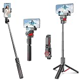 LUVVIE AIジンバルスタビライザー,360°回転機能付き4イン1,AIスマートフォン自撮り棒,TiK Tok YouTubeビデオ録画用,自動顔追跡機能付き,顔認識追跡機能搭載,Bluetooth三脚スタンド,iPhone/Android用ジンバルスタビライザー,日本語取扱説明書付き,ジンバル,ブラック