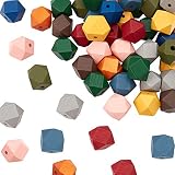SUPERFINDINGS 80個 10色 木製ビーズ ウッドビーズ キューブ ポリゴン ソロバン型 幾何学模様ビーズ カラフル ファセットブナ材 クラフトビーズ スペーサービーズ ルースビーズ チャーム アクセサリーパーツ ハンドメイド 手芸材料 手作り素材 クラフト用品