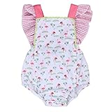 新生児の女の子 綿100％ 袖無し バックレス 動物柄 夏のロンパース カバーオール (18-24ヶ月, 白)
