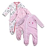 ロンパース Romperinbox ベビー服 カバーオール 足つき 赤ちゃん 肌着 長袖 前開き 女の子 秋冬 3枚セット (9～12ヶ月)