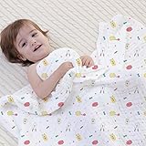 JINALV ベビーケット ガーゼケット 90×125cm ガーゼ タオル 子供 バスタオル ベビー タオルケット 新生児 赤ちゃん 綿 100% フワフワ (うさぎ)