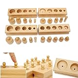 Hitsan Knobbed円柱ブロックファミリセット木製モンテッソーリ教育玩具One Piece