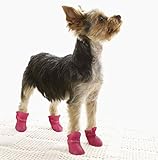 E-Fly 犬靴 レインブーツ 雨の日 かわいい ドッグブーツ 犬用靴 滑り止め 肉球保護 汚れ防止 (M, ピンク)