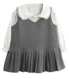 (ラボーグ)La Vogue 子供服 ワンピース キッズ 女の子 ドレス フォーマル レース丸襟 ブラウス セット ベビー ガールズ スカート 発表会 結婚式 入園式 グレー 100