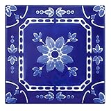 デザインタイル １５０mm角 レトロ ブルー No.004