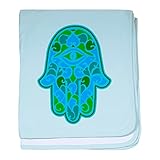 CafePress – Artsy Hamsa baby blanket – スーパーソフトベビー毛布、新生児おくるみ ブルー 520610984-0-98-0