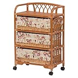 籐 ラタンチェスト ランドリー　56幅3段3杯  ライトブラウン色