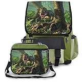 High Quality Backpack & Lunch Box With Baby Wee Rex Dinosaur Interchangeable Flaps (Khaki) [並行輸入品]