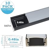inshareplus LEDアルミチャンネルシステムUタイプフラッシュマウントwithオイスターホワイトカバー、エンドキャップと取り付けクリップLEDのストリップライト(ブラック) ISP-LAC-