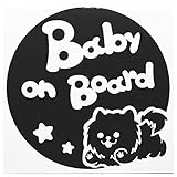 ブラック（黒） 犬 ポメラニアン 男の子 リボン Baby on board ベビーオンボード ステッカー 窓ガラス用シールタイプ 車 戌 干支 動物