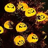 カボチャの光 ソーラーLEDストリングライト20個セットハロウィーン3Dジャックオーランタンパンプキン装飾照明 - 休日、フェスティバル パーティー装飾用 (カボチャ - ウォームホワイト)