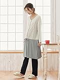 Angeliebe エンジェリーベ マタニティ パジャマ 授乳口付き ドロスト ワンピ ＆ 産後も使える パンツ セット ナイティ 産前 産後 妊婦服 前開き S ～ M オフ × 杢グレー 2223