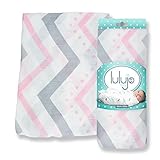 lulujo Bamboo Rayon Muslin Swaddling Blanket - Pink Chevron by lulujo