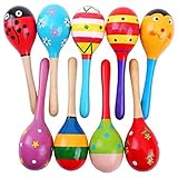 Aimeio 5 pcs Baby Wooden Maracas Rattles Toys Baby Dolls楽器おもちゃBaby Egg ShakerキッズMusicalパーティーFavorおもち