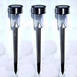 30089 トレードワン 3本組(MCZ-5154)光充電 ステンレス ソーラー ガーデン ライト 街灯 B◎