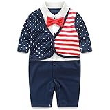 エルフ ベビー(Fairy Baby)ベビーセレモニー洋服フォーマル 赤蝶ネクタイつき結婚式服 男の子59cm星柄 紺色