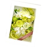 Merci la fleur プリザーブドフラワー 写真立て 完成品 Souvenir ライトグリーン リボン「Precious Memory」