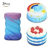 MyMei 3 Squishies Slow RisingジャンボKawaii Cute Colored Starry Skyクリーミー香り応力Reliever Toy for Kidsパーティーおも