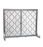 扉付き小さなジオメトリックスクリーン、幅38インチ x 高さ31インチ シルバー 66A35PWT