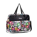 桜の雪　おしゃれ　マザーズバッグ　ママバッグ　トートバッグ / 斜めがけ 　軽量　 (ブラック)