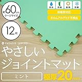 極厚ジョイントマット 2cm 大判 【やさしいジョイントマット 極厚 12枚入 本体 ラージサイズ（60cm×60cm） ミント（ライトグリーン） 】 床暖房対応 赤ちゃんマット 生活用品 インテリア