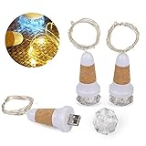 Pawaca LEDワイン ストッパー ランプ　家飾り　雰囲気作る　結婚式 誕生日　小夜灯 足元灯 USB充電式　プレゼント 暖光　ストッパー+１ｍ燈串