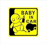 ノーブランド 黄 BABY IN CAR 赤ちゃん&車 シール ステッカー デカール
