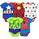 Marvel Baby Boys ' 5 Pack Bodysuits – ハルクは、スパイダーマン、アイアンマン、キャプテンアメリカ