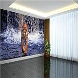 bzdhwwhモダンフォト壁紙壁画現代のリビングルームテレビ背景幕3dステレオWaterfall Tiger壁壁画 6989548212738