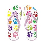 lplpol Cute Paw Prints Flip Flops for Kids大人用ユニセックスビーチサンダルプールシューズパーティースリッパブラックピンクブルーベルトfor Chosen カラ