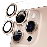 Podick カメラフィルム iPhone 16 Pro/16 Pro Max用 カメラカバー キラキラ 9H強化ガラス アルミ合金 アイフォン16プロ/16Pro Max用 カメラ保護 ピカピカ キズ防止 耐衝撃 高透過率 黒縁取り 露出オーバー防止 極薄 レンズカバー プロテクター ゴールド
