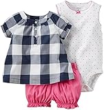 Carter's 3 Piece Diaper Cover Set Navy Gingham New Born [並行輸入品]