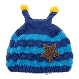 赤ちゃん　秋冬着　帽子　可愛いベビー帽子　子供ハット　ニット　ウール　インナーベルベットビーハット　暖かい　寒さ抵抗　手作り　トレンディ　ブルー