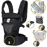 エルゴベビー アダプト クールエア ブラック 抱っこひも （ADAPT クールメッシュ） 正規代理店2年保証 ウエストベルト+収納ポーチ+よだれパッド＋ママ&ベビー両用カバー