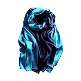 スカーフ シルク 大判 ストール マフラー 優しい肌触り 結婚式　通勤 通学 旅行 オフィ レディース (Blue)