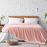 Hansleep 毛布 ダブル ブランケット 大きめ 180x200cm 大判 ピンク マイクロファイバー 柔らかく肌触り 暖かい フランネ