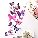 LiveGallery 24 Pcs Removable Cute Double-deck Beautiful 3D Butterfly Wall art Decor Decal Home decor