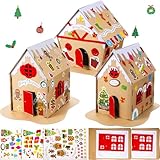9セット クリスマス ジンジャーブレッド ハウスキット キッズ クリスマスクラフトキット ダンボール ジンジャーブレッド 家の装飾 クリスマスクラフトハウス ジンジャーブレッドハウスを作る ホリデークラフト クリスマスパーティー用 DIYクラフト用品