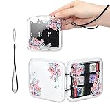Dlseego Switch ゲームカードケース ニンテンドー スイッチカード 収納ケース 12枚スイッチカード 12枚SDカードケース クリア ゲームカード ケース switch ソフトケース ゲームカードポケット 携帯便利 耐衝撃 傷つけ防止 薄型 軽量 防塵 花 押し花 可愛い ピンク花