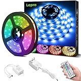 Lepro LEDテープライト 5m RGB テープ ライト 明るい 高輝度 150連 高密度 SMD5050 リモコン付き ledテープ 12v 切断可能 3M両面テープ付き 室内 間接照明 店舗 キャビネット 装飾用