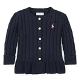 ポロ ラルフローレン ケーブルニット・ぺプラム・カーディガン[ネイビー](女の子12～24か月用)12Mサイズ [並行輸入品]