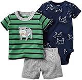 カーターズ carter's 2016年春夏最新作 男の子用緑x紺ボーダーワンちゃんTシャツの豪華なお出かけ用上下3点セット (9months(67-72... [並行輸入品]