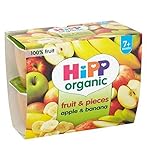 HiPP Organic Fruit & Pieces Apple & Banana 7+ Months 4 x 100g (Pack of 2) - ヒップ有機フルーツ＆ピースアップル＆バナナ7+ヶ