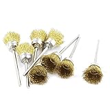 uxcell 研磨ブラシ 2.3mmシャンク 15ミリメートルカップ形状 真鍮ワイヤー 研磨ブラシ 8個入り