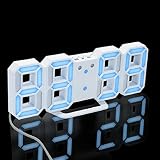 デジタルLEDナイトテーブルデスク壁アラーム時計Watch 24または12時間表示、自動減光、tuscom 21.2*8.3*3.5cm ブルー CYT72370383