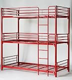 三段ベッド パイプ三段ベッド パイプベッド 三段ベッド 3段ベッド パイプベッド スチールベッド 142RED
