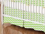SheetWorld - MINI Crib Skirt (24 x 39) - Lime Chevron Zigzag - Made In USA by sheetworld