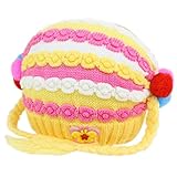 Happy　Cherry　可愛い　子供　赤ちゃん　ニット帽子　キャップ　女の子　ブレイド付き　プレゼント　手編み風　キャンディカラー　イエロー