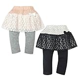 (ピンク/95cm)ベビー服 女の子 スカッツ スカート スパッツ UZULAND ウズランド ボトム 重ね着風 ジャガード天竺 レース リボン ウエストゴム 女児 ベビー